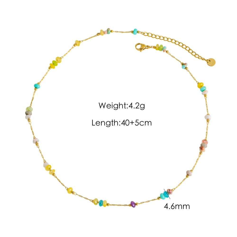 Necklace Natural Stone Shell Beaded Geometric Handmade - Image 12