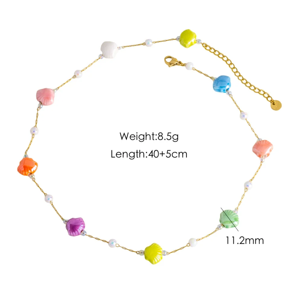Necklace Natural Stone Shell Beaded Geometric Handmade - Image 15