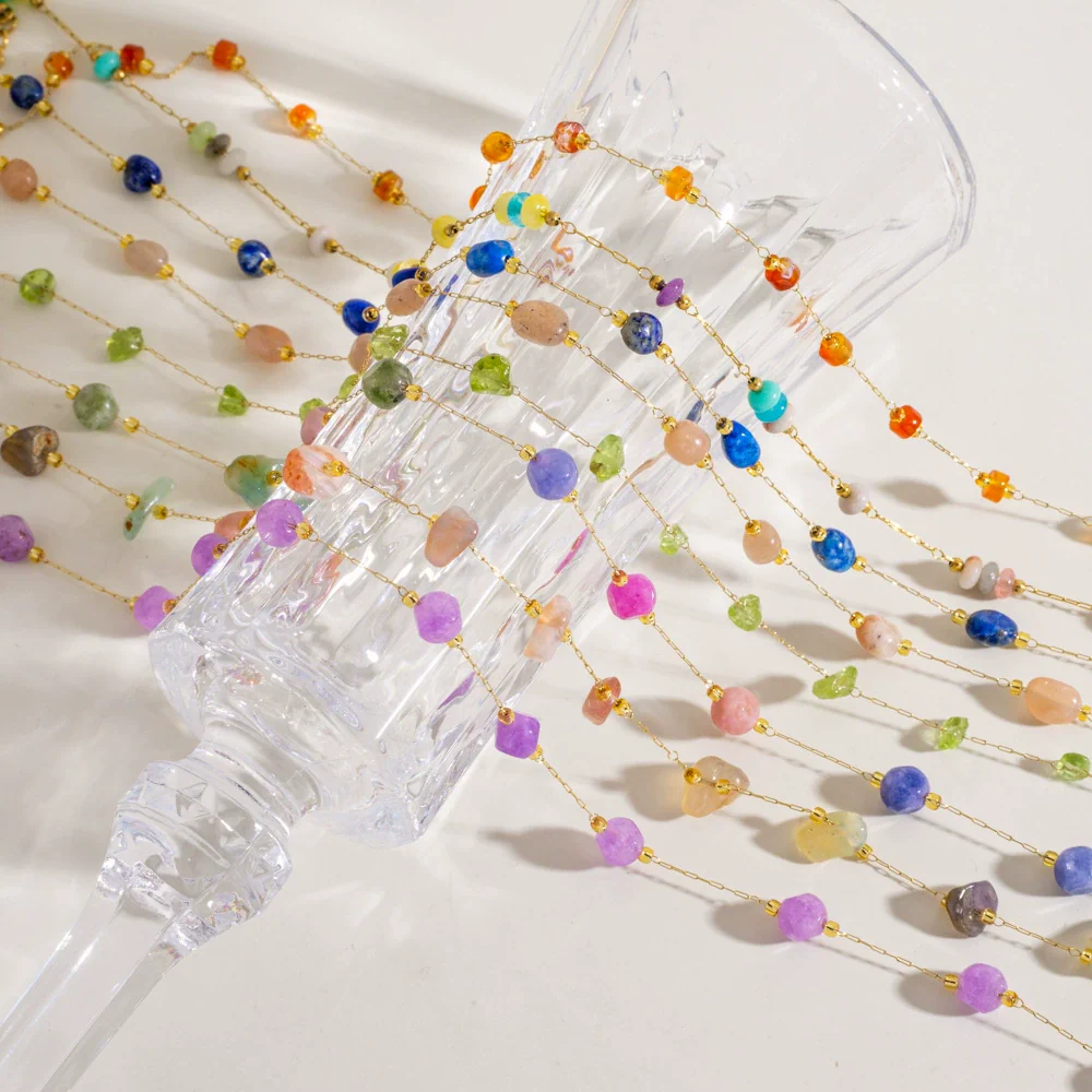 Necklace Natural Stone Shell Beaded Geometric Handmade - Image 2