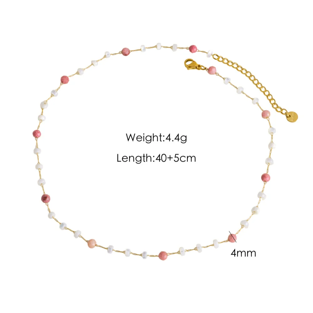 Necklace Natural Stone Shell Beaded Geometric Handmade - Image 21