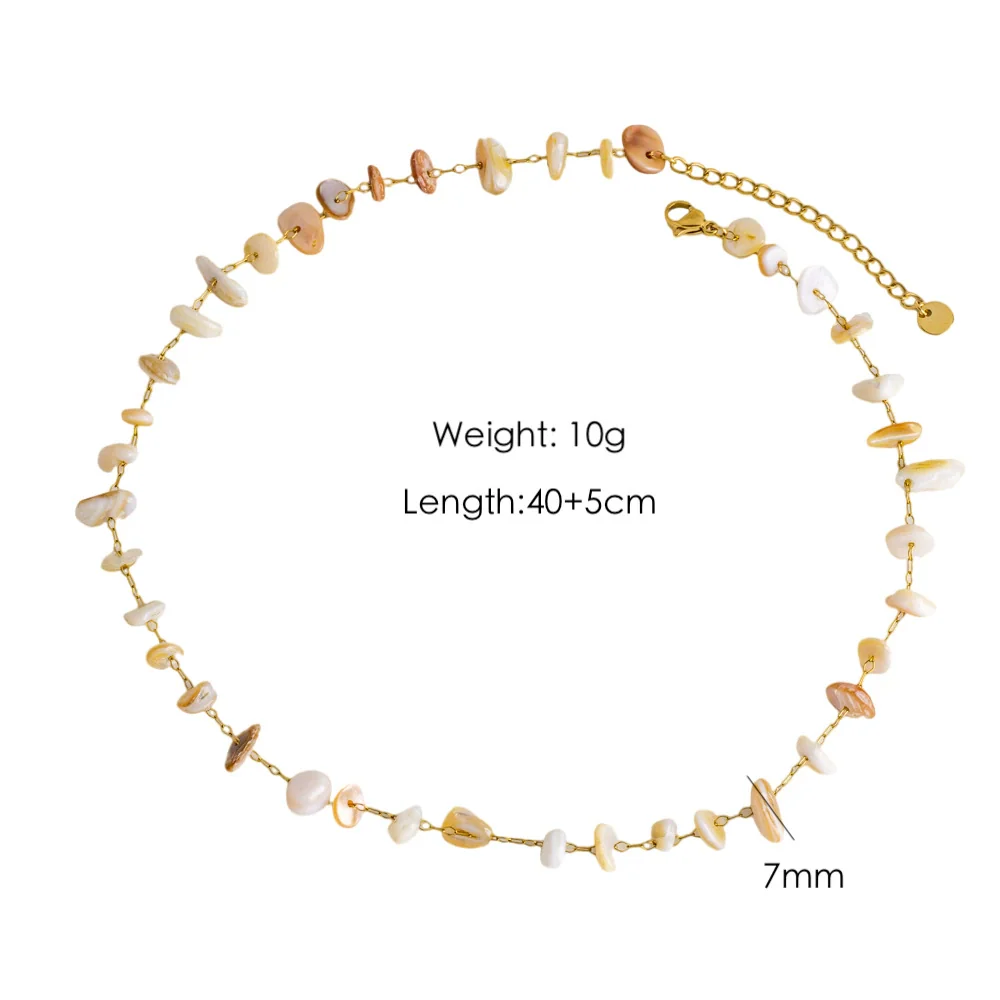 Necklace Natural Stone Shell Beaded Geometric Handmade - Image 22