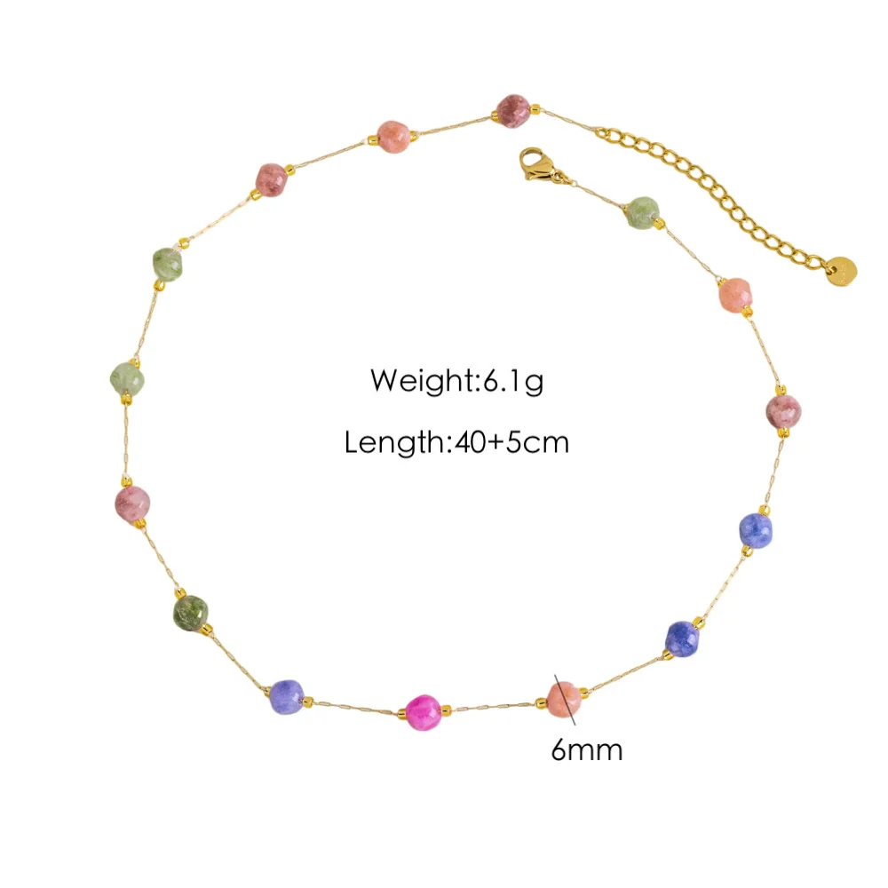 Necklace Natural Stone Shell Beaded Geometric Handmade - Image 5