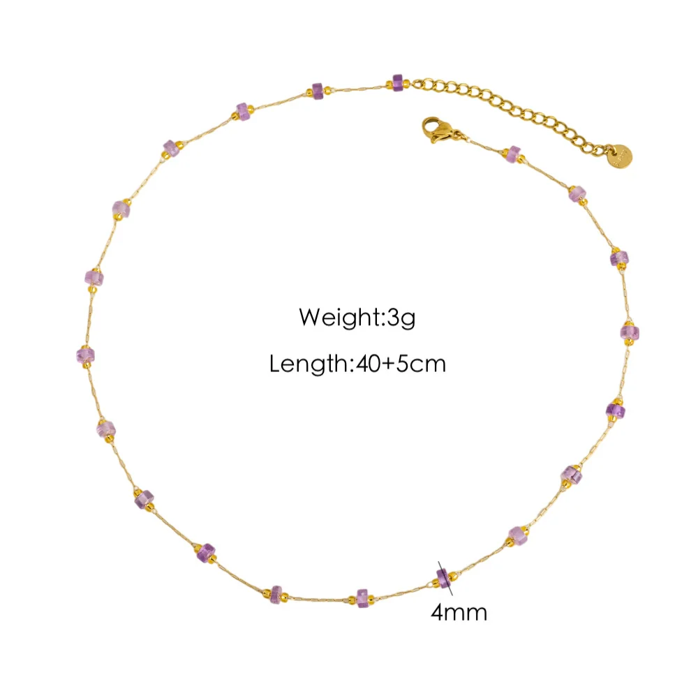 Necklace Natural Stone Shell Beaded Geometric Handmade - Image 6
