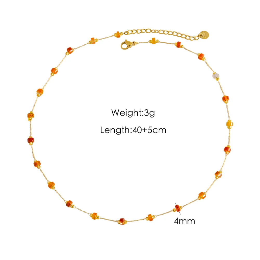 Necklace Natural Stone Shell Beaded Geometric Handmade - Image 7
