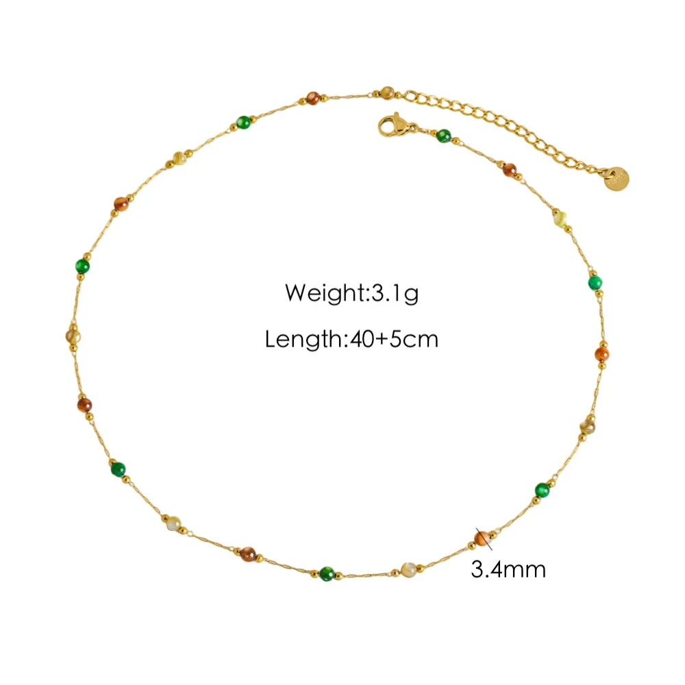 Necklace Natural Stone Shell Beaded Geometric Handmade - Image 9