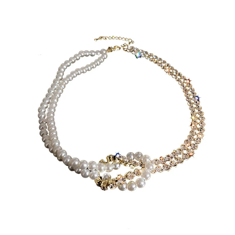 Necklace Pearl Diamond Geometric Ball Chain Personality Style - Image 5