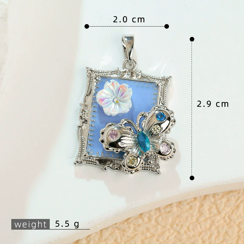 Necklace Pendant Imitation Pearl Flower Dripping Oil Painting Style - Image 9