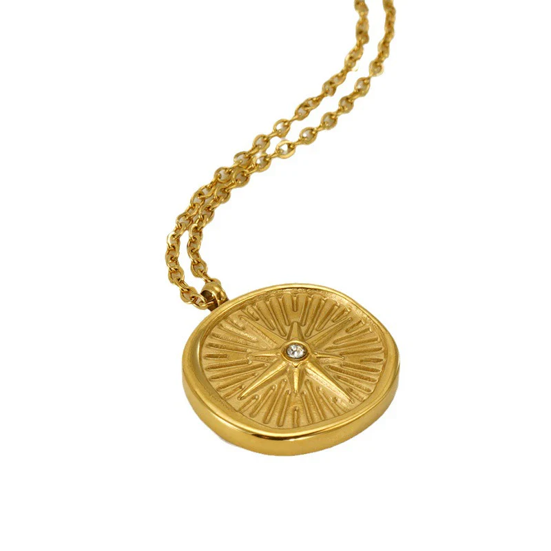 Necklace Pendant 316L Stainless Steel 316L Stainless Steel Geometric Electroplating Vacuum Plating 18K Gold Retro Fashion Women's - Image 5