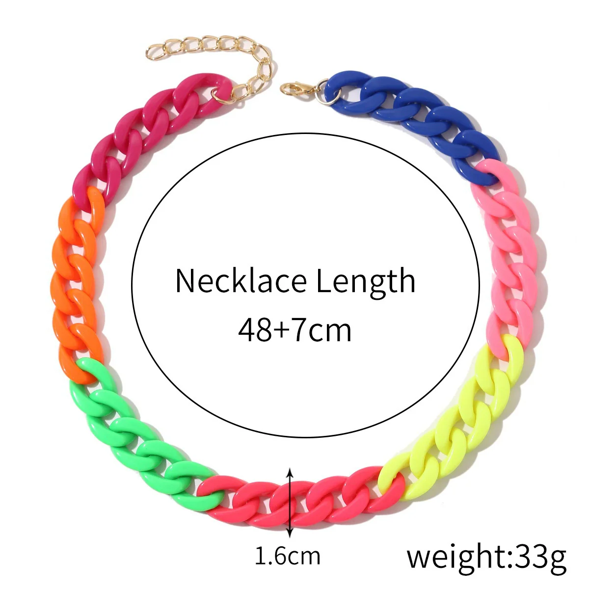 Necklace Plastic Resin Alloy Geometric Cuban Chain Punk Rainbow Acrylic - Image 10