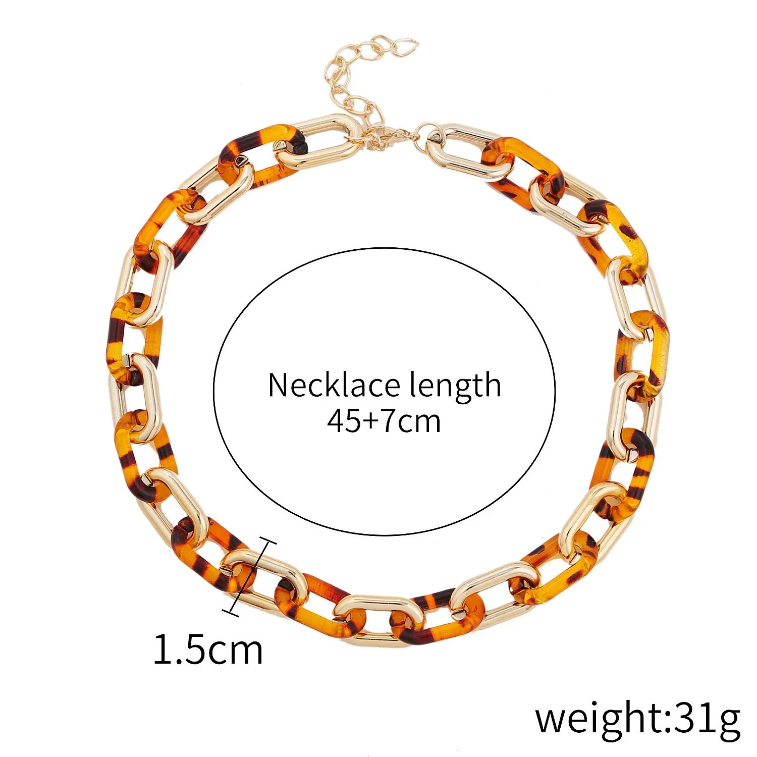 Necklace Plastic Resin Alloy Geometric Cuban Chain Punk Rainbow Acrylic - Image 12