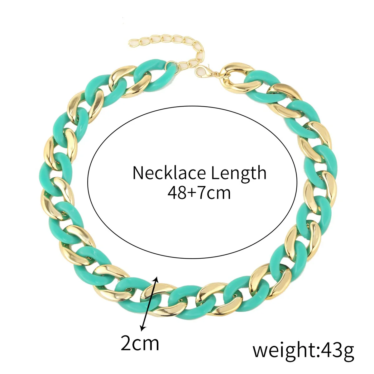 Necklace Plastic Resin Alloy Geometric Cuban Chain Punk Rainbow Acrylic - Image 5