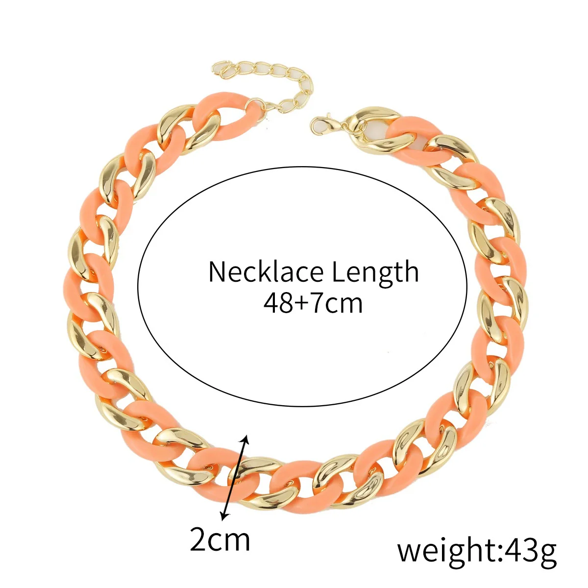 Necklace Plastic Resin Alloy Geometric Cuban Chain Punk Rainbow Acrylic - Image 8