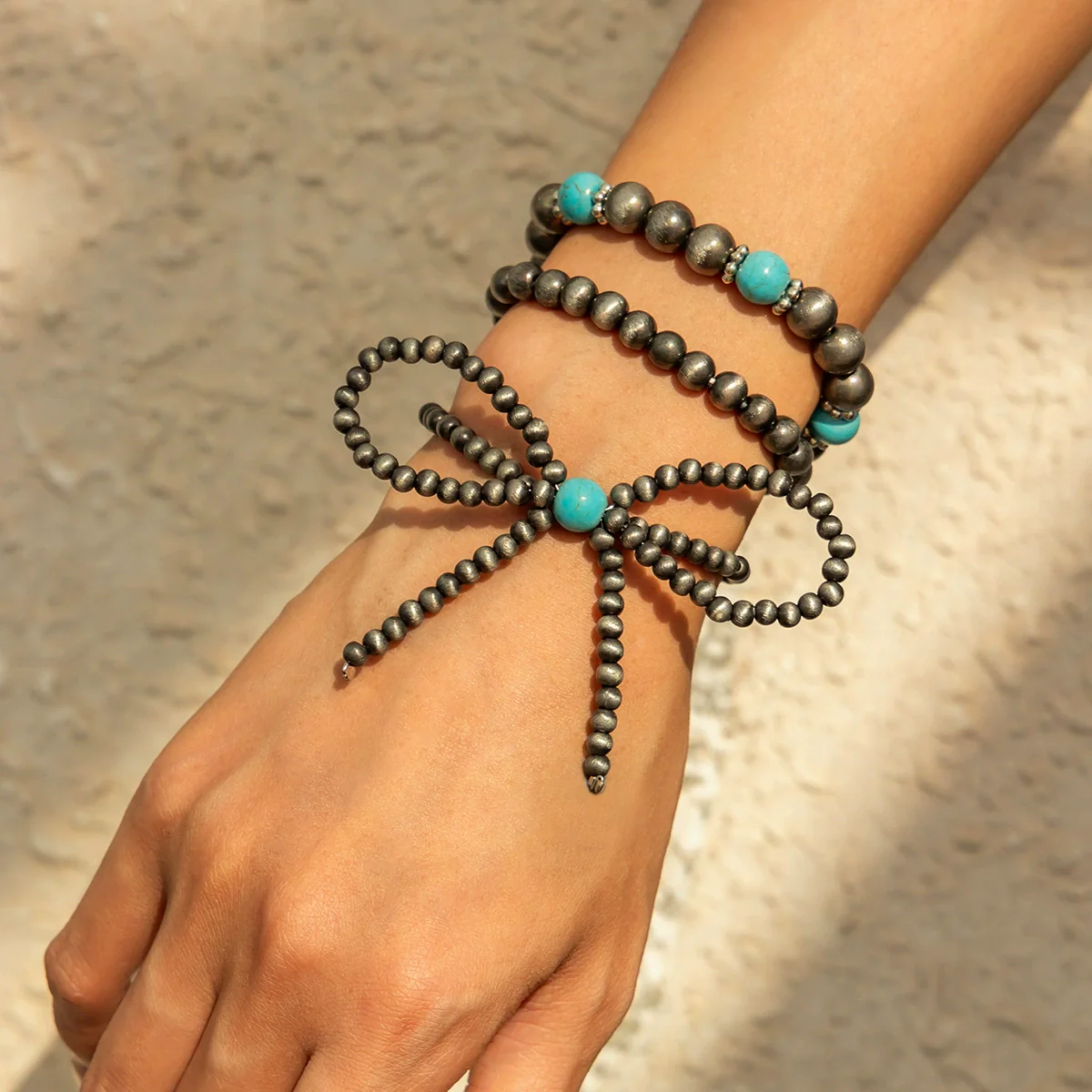 Necklace Plastic Resin Bow Distressed Handmade Electroplated Stacking Style Women's - Image 4