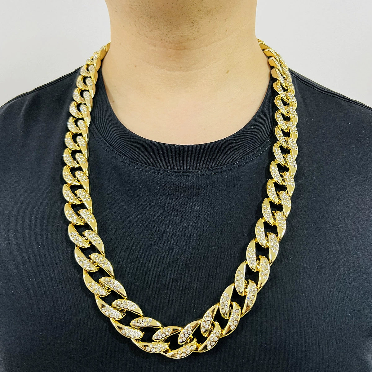 Necklace Plastic Resin Mixed Gem Inlay Geometric Diamond Twisted Chain Unisex Hip Hop Punk Style - Image 2