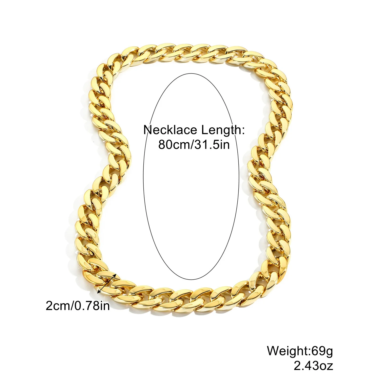 Necklace Plastic Resin Mixed Gem Inlay Geometric Diamond Twisted Chain Unisex Hip Hop Punk Style - Image 6