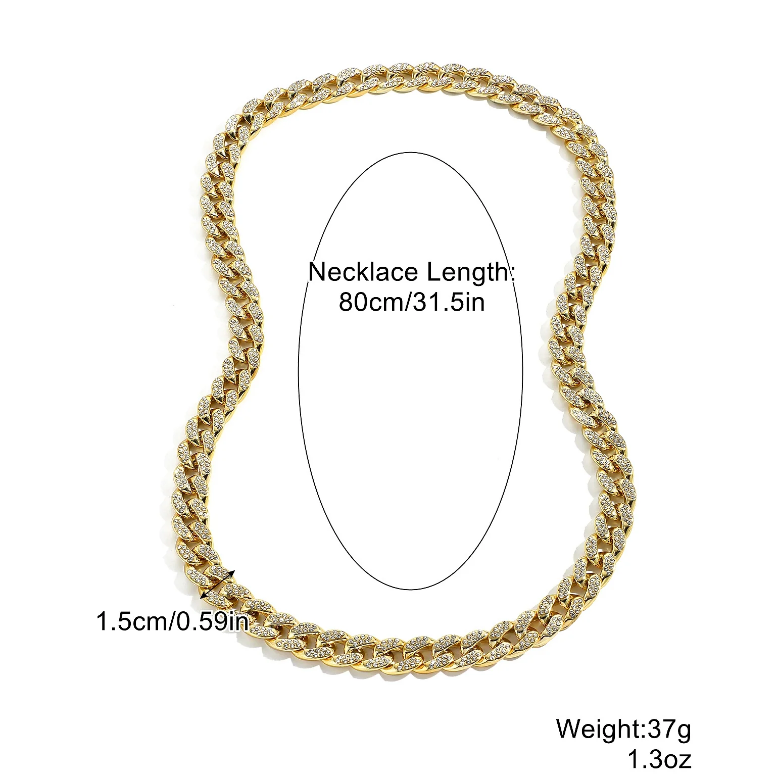 Necklace Plastic Resin Mixed Gem Inlay Geometric Diamond Twisted Chain Unisex Hip Hop Punk Style - Image 8