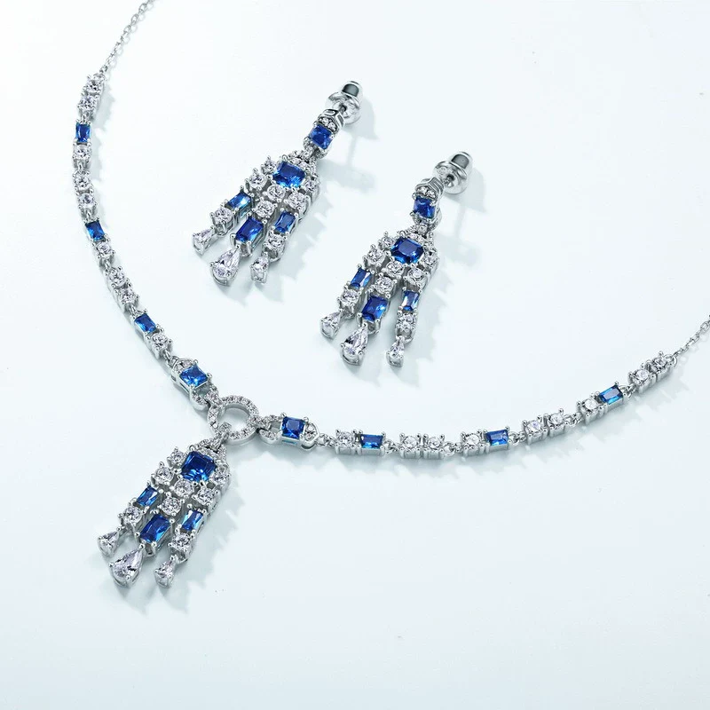 Necklace S925 Silver Geometric Ice Flower Cut High Carbon Diamond Cross Chain For Women - Image 3