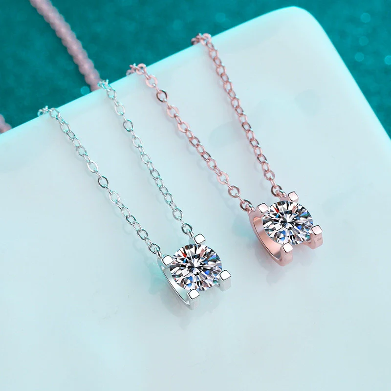 Necklace S925 Sterling Silver Pt950 Gold Moissanite Cow Head Geometric Electroplating Cross Flower Chain