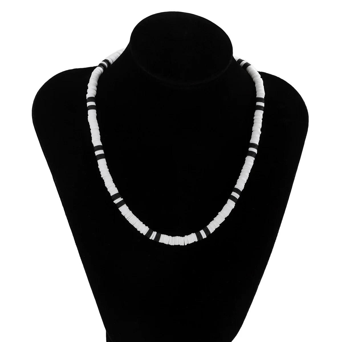 Necklace Soft Pottery Geometric Black And White Splicing - Image 6