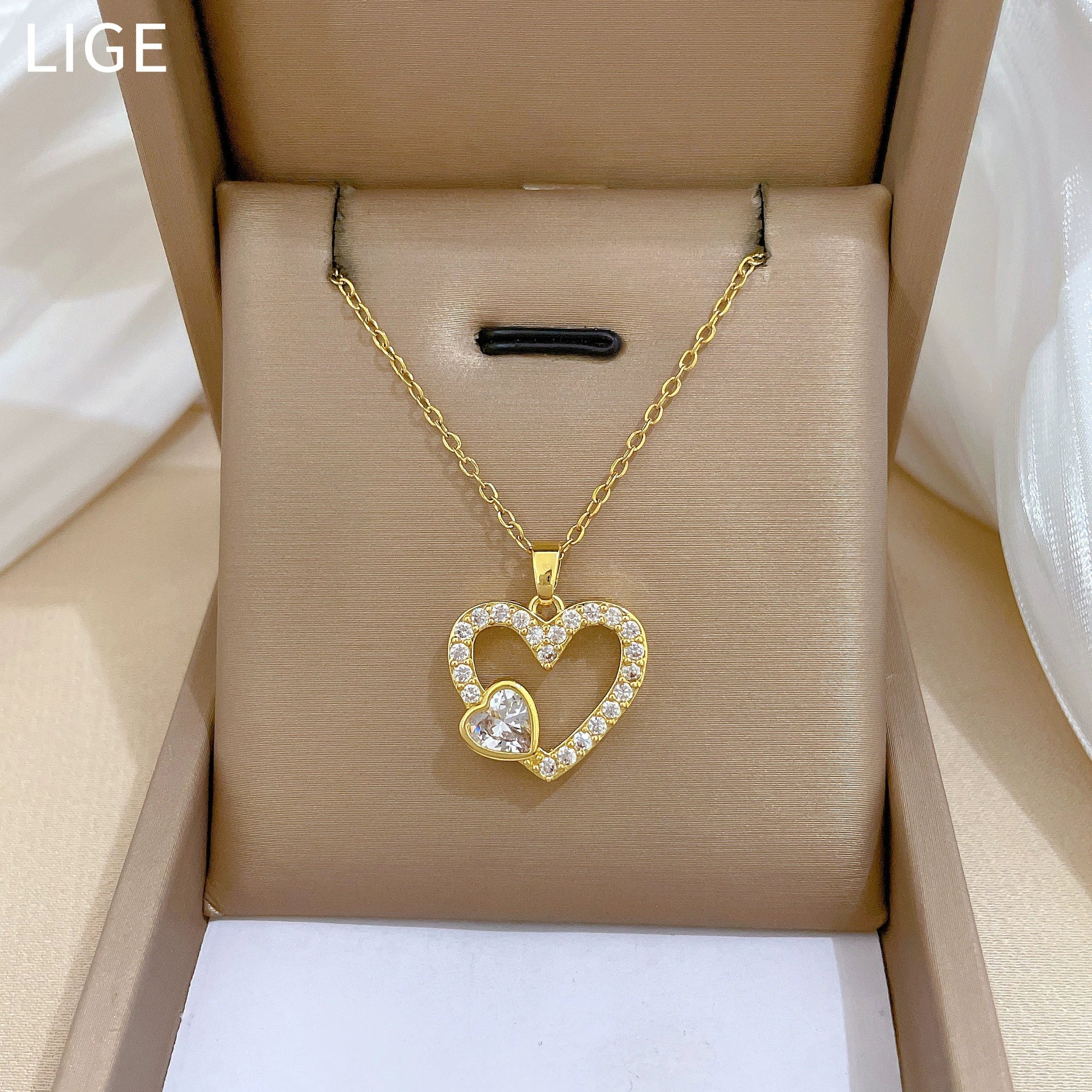 Necklace Stainless Steel Copper Animal Zodiac Cartoon Heart Love Full Diamond Style