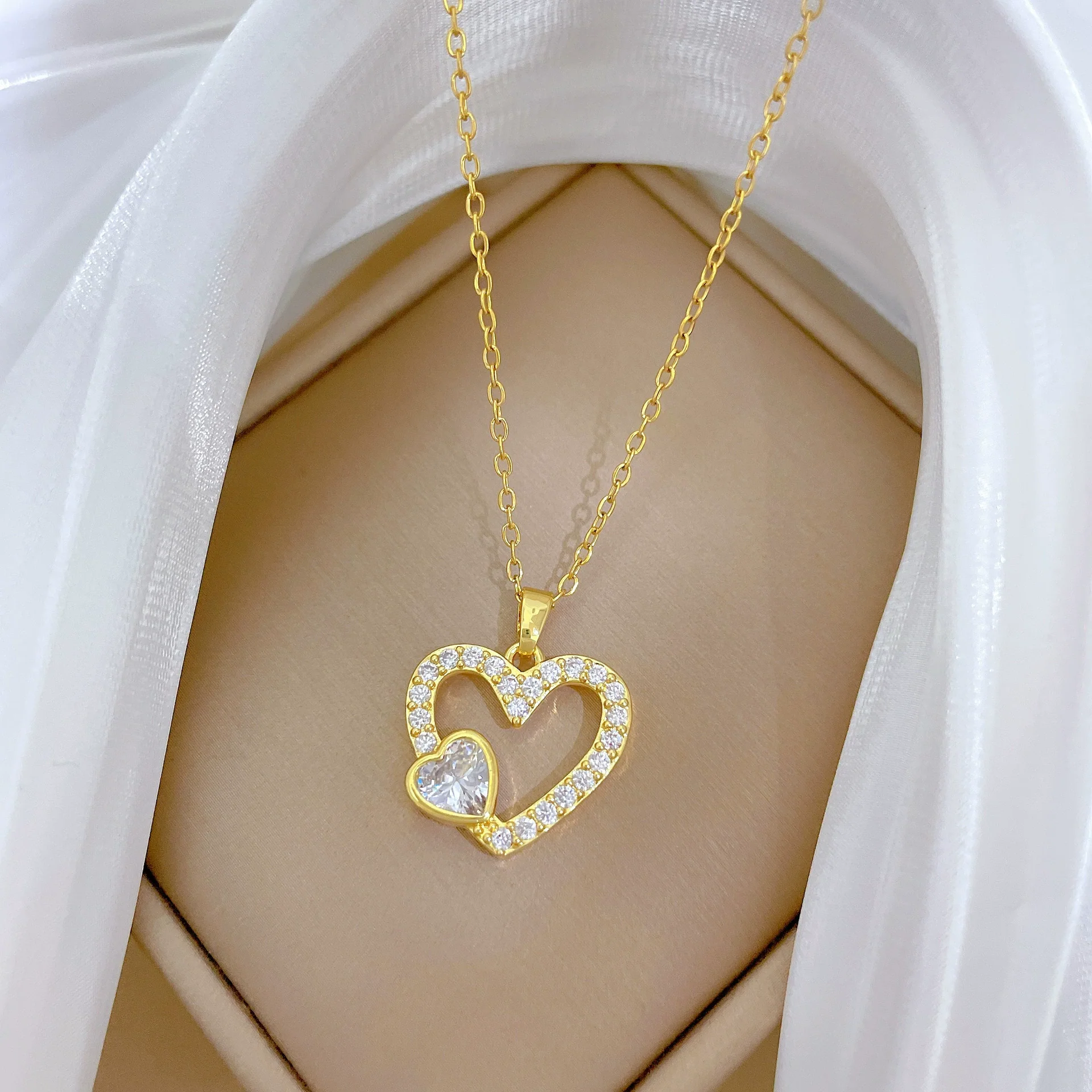Necklace Stainless Steel Copper Animal Zodiac Cartoon Heart Love Full Diamond Style - Image 4