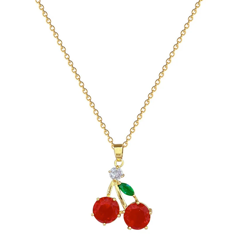Necklace Stainless Steel Copper Fruit Red Cherry Geometric Cartoon Style Light Luxury Elegant Gorgeous Unisex - Image 5