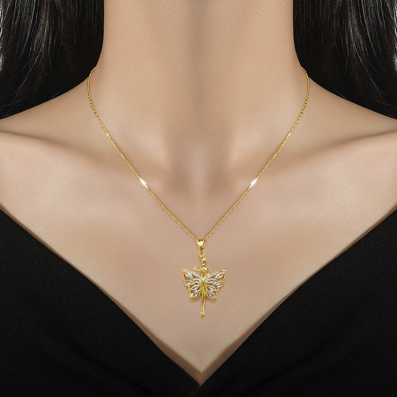Necklace Stainless Steel Copper Geometric Butterfly Design - Image 2