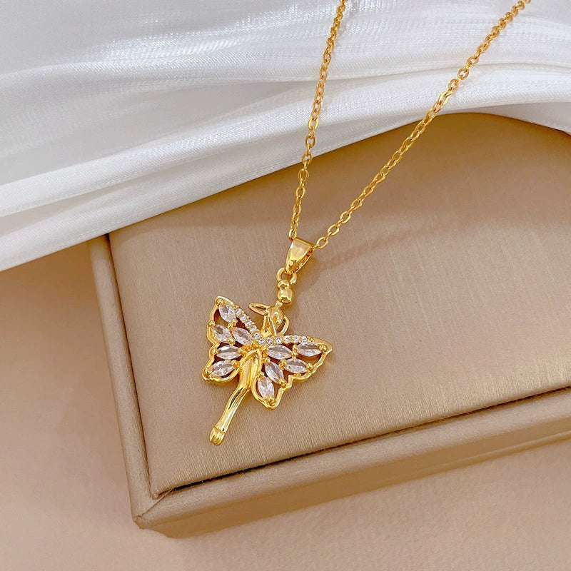 Necklace Stainless Steel Copper Geometric Butterfly Design - Image 3