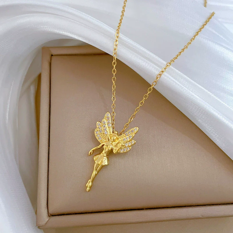 Necklace Stainless Steel Copper Geometric Butterfly Flower Fairy Luxury Temperament Gorgeous For Women - Image 3