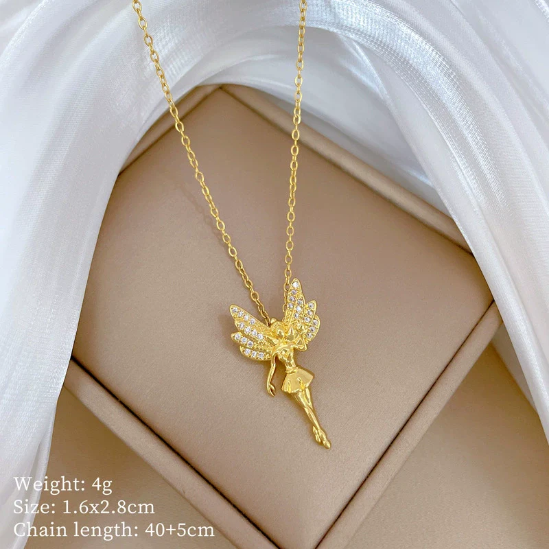 Necklace Stainless Steel Copper Geometric Butterfly Flower Fairy Luxury Temperament Gorgeous For Women - Image 5
