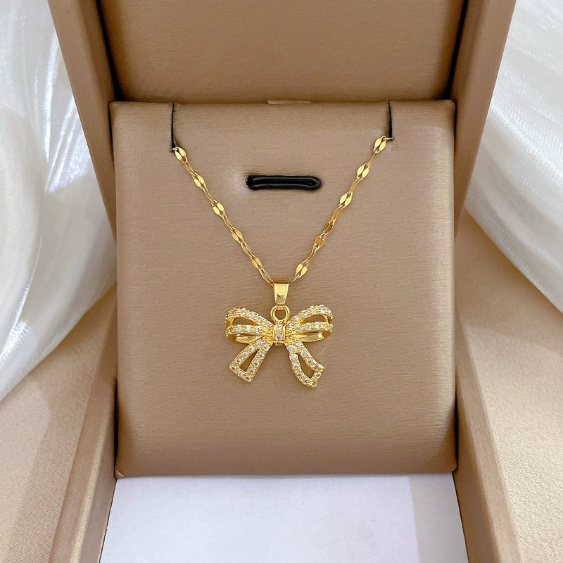 Necklace Stainless Steel Copper Geometric Butterfly Zircon For Women