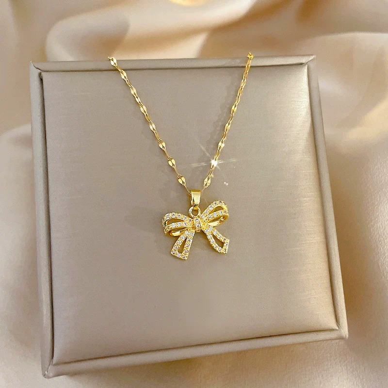 Necklace Stainless Steel Copper Geometric Butterfly Zircon For Women - Image 3