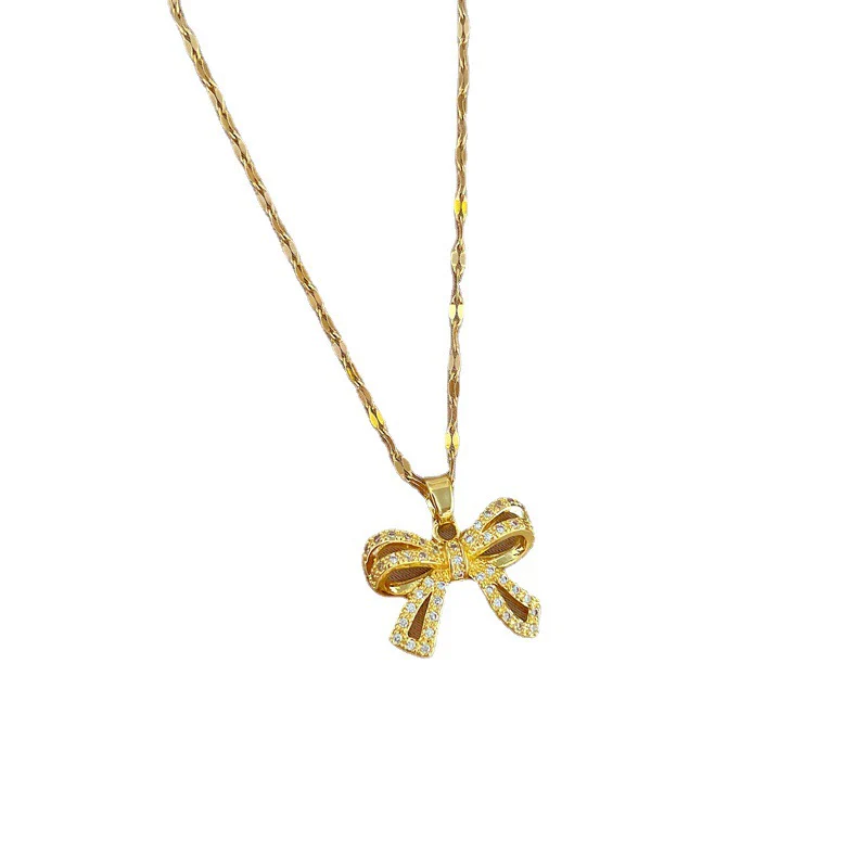 Necklace Stainless Steel Copper Geometric Butterfly Zircon For Women - Image 5