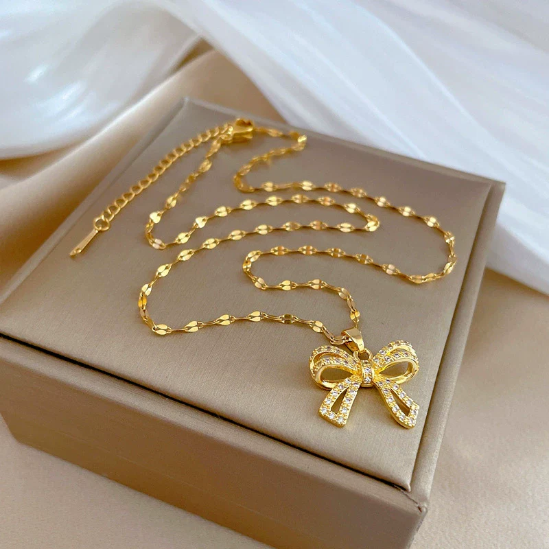 Necklace Stainless Steel Copper Geometric Butterfly Zircon For Women - Image 6