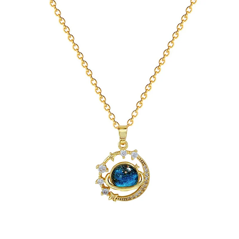 Necklace Stainless Steel Copper Geometric Cartoon Starry Sky Stars Moon Design - Image 5