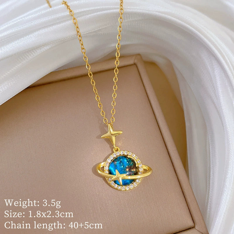 Necklace Stainless Steel Copper Geometric Cartoon Starry Sky Stars Moon Design - Image 6