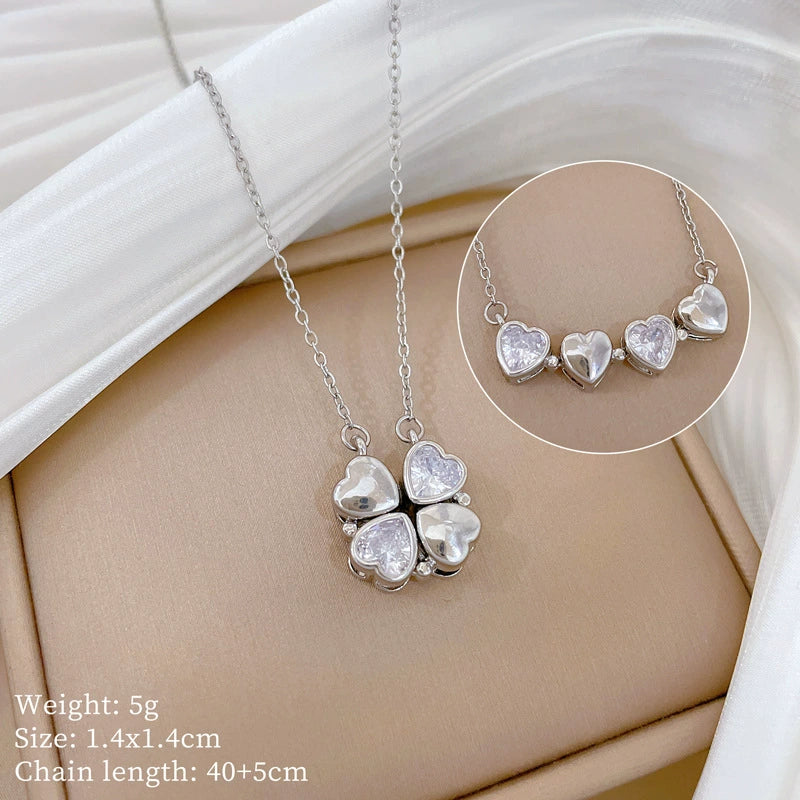 Necklace Stainless Steel Copper Geometric Double Wear Four Leaf Flower Light Luxury Elegant Gorgeous Cartoon Minimalist Unisex - Image 7
