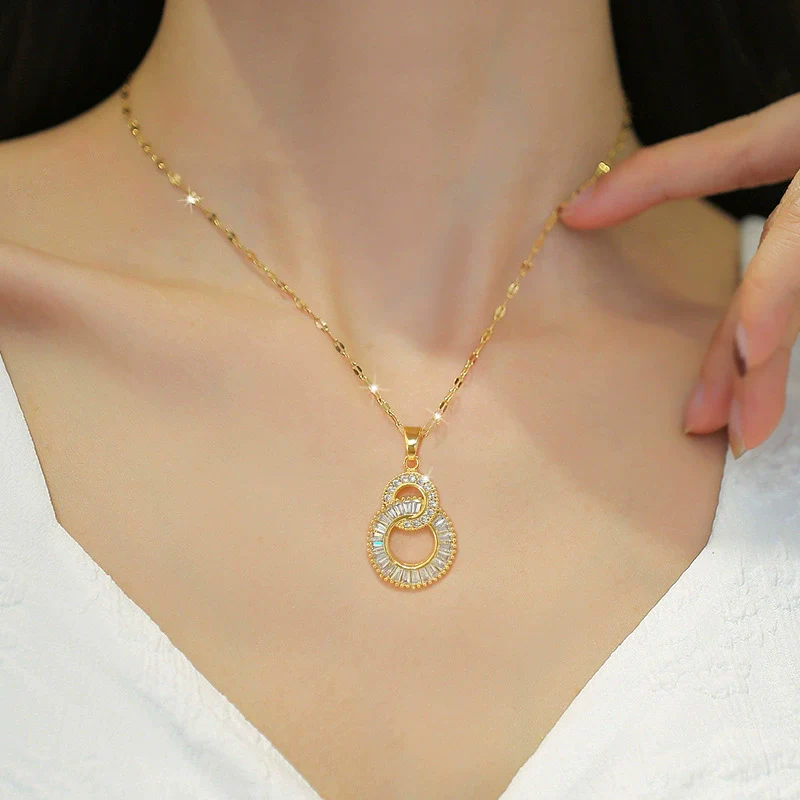 Necklace Stainless Steel Copper Geometric Electroplating For Women - Image 2