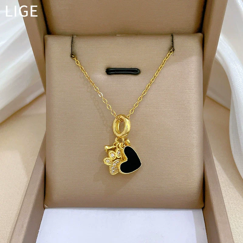Necklace Stainless Steel Copper Geometric Light Luxury Love Puppy Paw Design