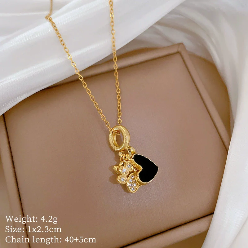 Necklace Stainless Steel Copper Geometric Light Luxury Love Puppy Paw Design - Image 6