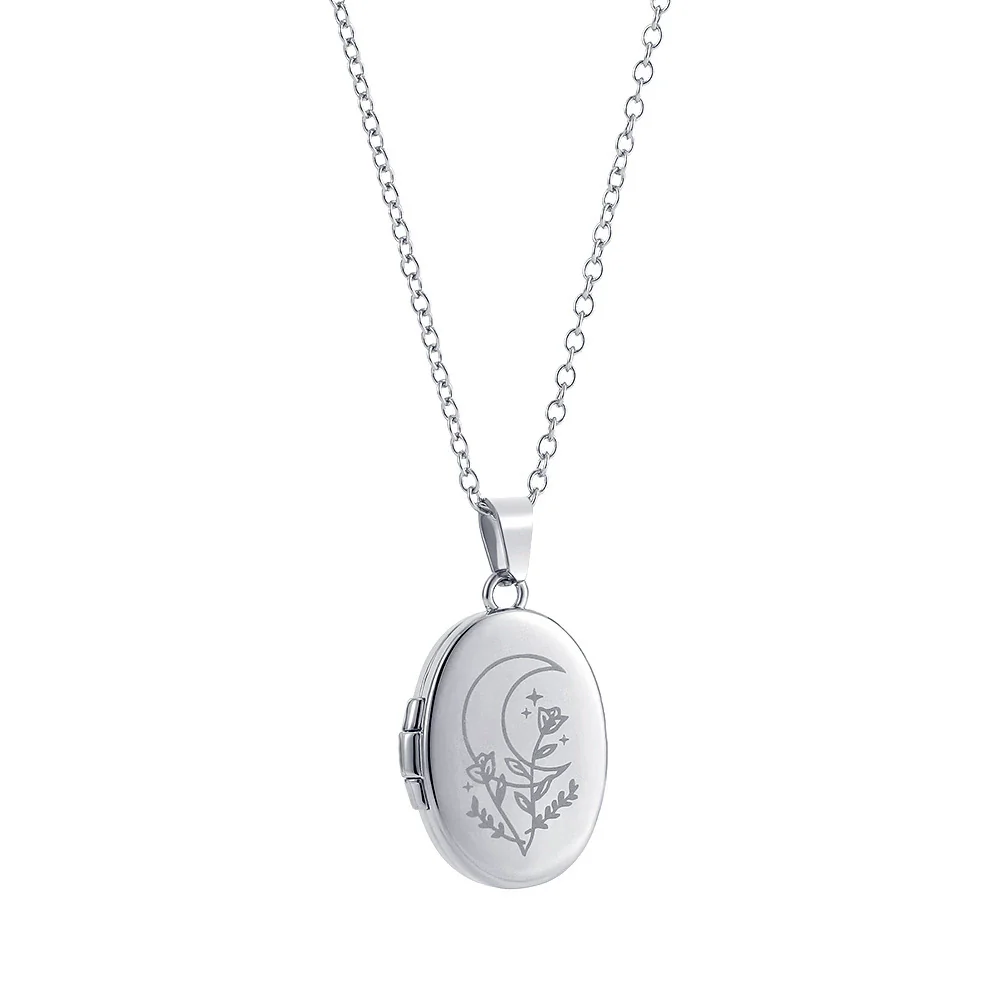 Necklace Stainless Steel Copper Gold Inlaid Oval Openable Photo Album Sun Moon Devil Eye Retro Chic Geometric - Image 10