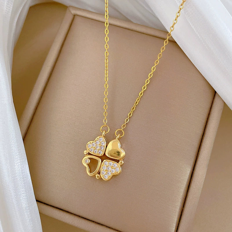 Necklace Stainless Steel Copper Heart Fourleaf Flower Animal Zodiac Cartoon Style - Image 4