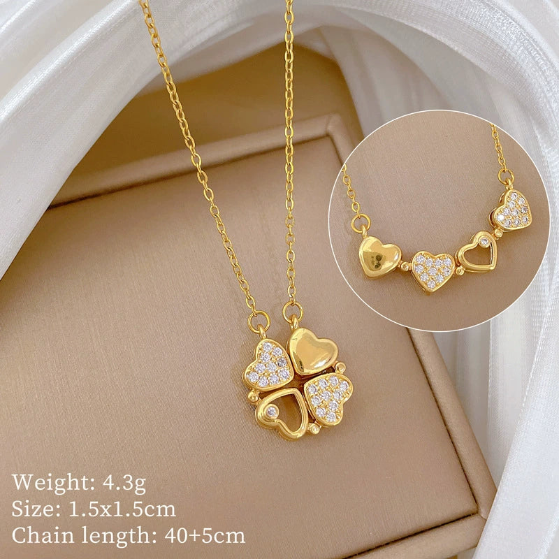 Necklace Stainless Steel Copper Heart Fourleaf Flower Animal Zodiac Cartoon Style - Image 6
