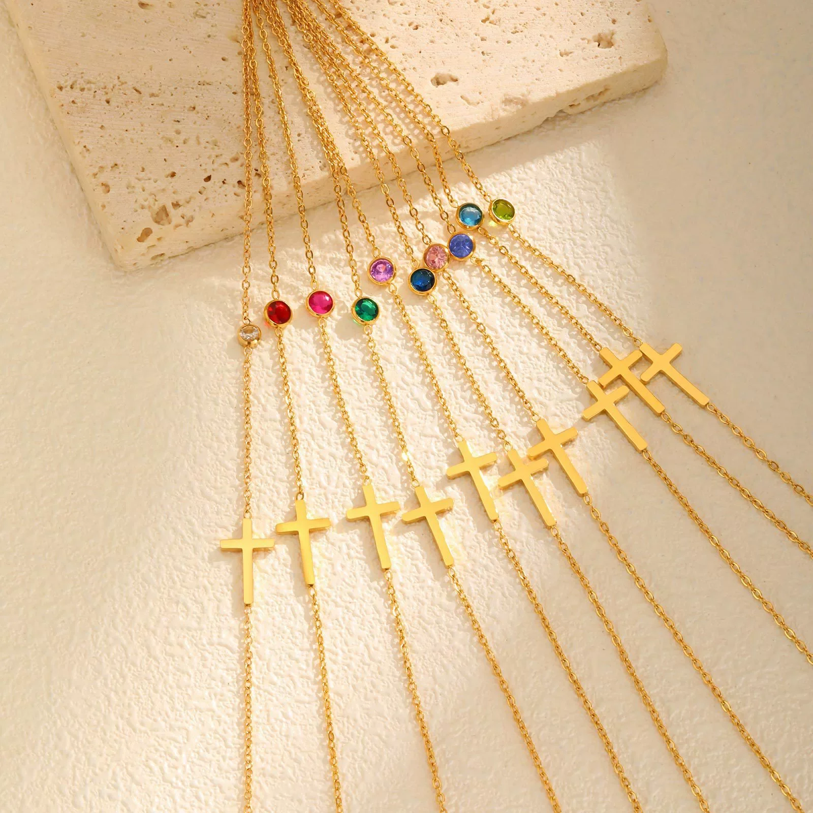 Necklace Stainless Steel Cross Geometric Niche Style Electroplating For Women