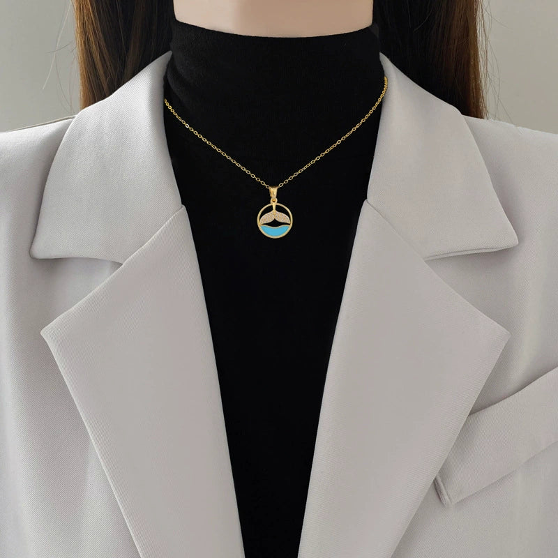 Necklace Stainless Steel Geometric Copper Pendant Cartoon Minimalist Style - Image 2