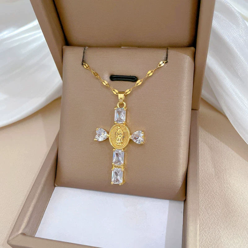 Necklace Stainless Steel Geometric Cross Titanium Steel Chain For Women - Image 3