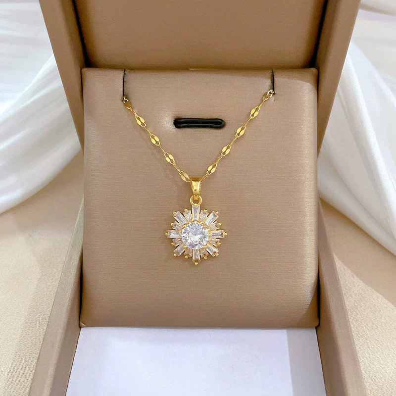 Necklace Stainless Steel Geometric Snowflake Copper Electroplating Women's
