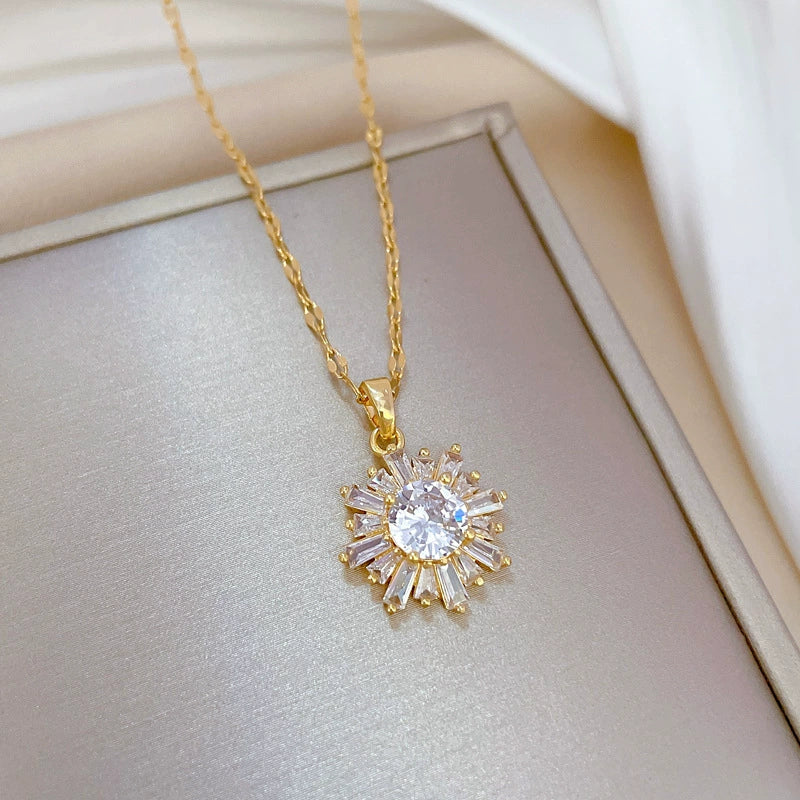 Necklace Stainless Steel Geometric Snowflake Copper Electroplating Women's - Image 3