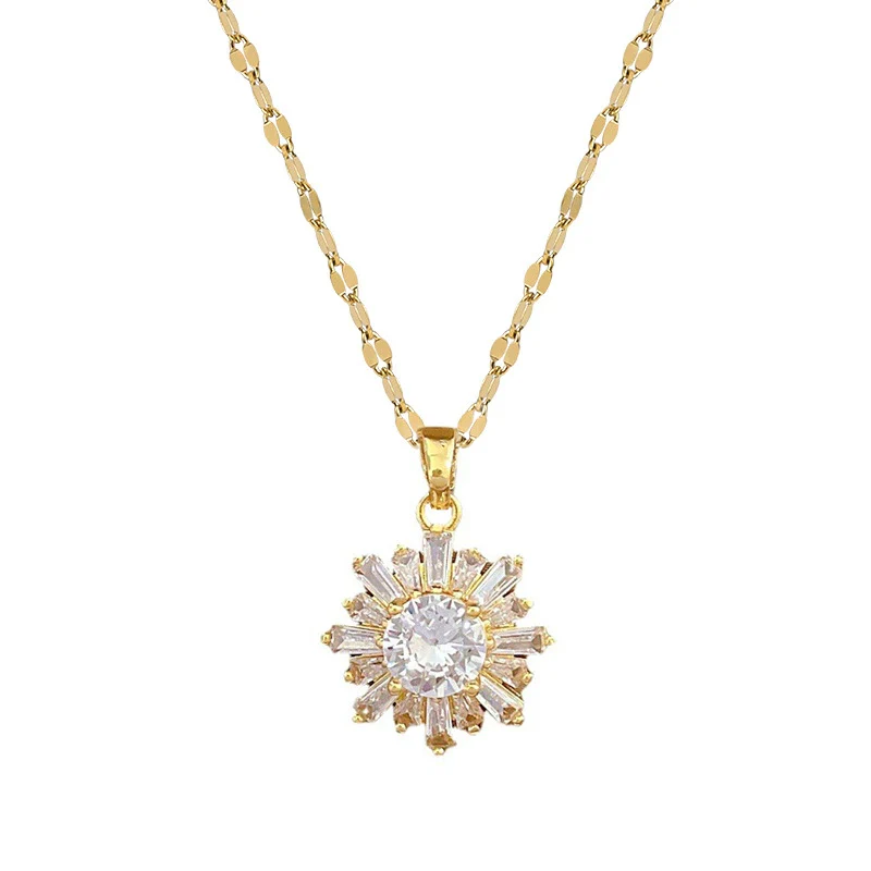 Necklace Stainless Steel Geometric Snowflake Copper Electroplating Women's - Image 5