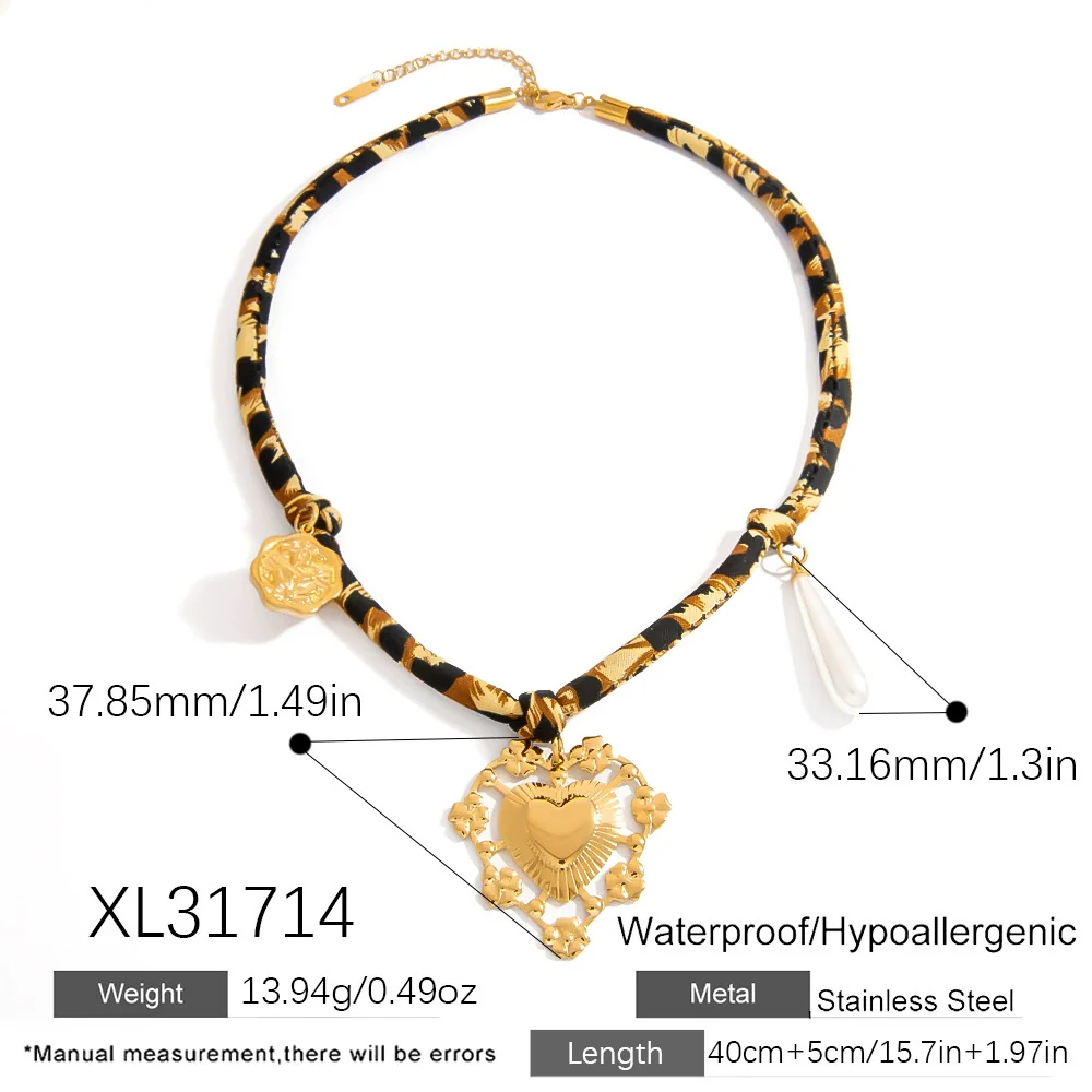 Necklace Stainless Steel Leopard Print Geometric Sunfish Pendant Electroplating For Women - Image 7